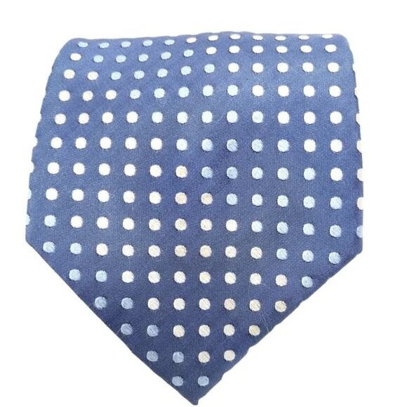Crestview | Blue/White Polka Dot Silk Handmade Tie - Picture 1 of 11
